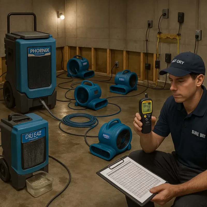 Structural Drying and Dehumidification process in Hanson, MA